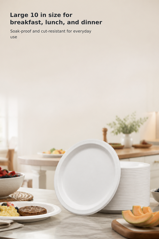 10-Inch Heavy-Duty Disposable Paper Plates, 150-Pack